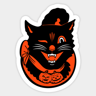 Cheerful black cat and halloween Sticker